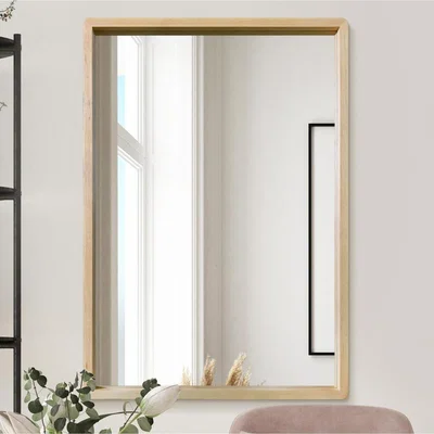 The Range Solid Oak Rounded Corner Wall Mirror - Brown