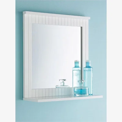 The Range White Bathroom Wall Mirror with Shelf - White