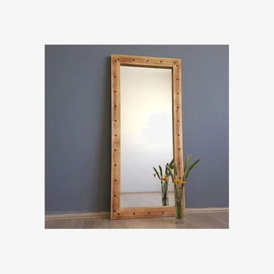 The Range Natural Solid Wood Decorative Framed Wall Mirror - Natural & Mirror / 50cm