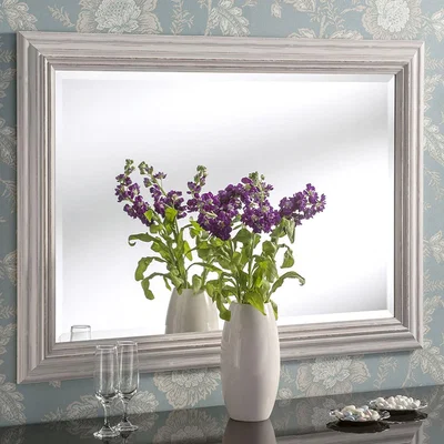 The Range Distressed White Framed Wall Mirror - Distressed White / 117cm