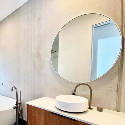 The Range Round White Stainless Steel Framed Mirror - 900mm - White