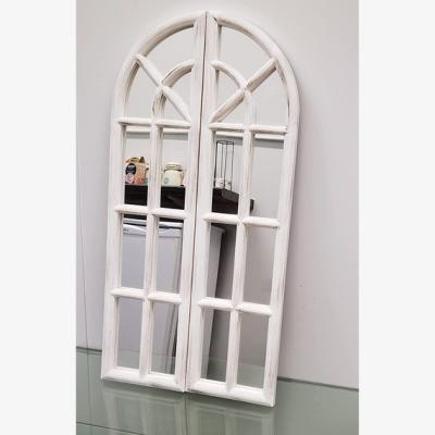 The Range Two Panel Window Mirror White Rustic Wall Mountable - White Rustic