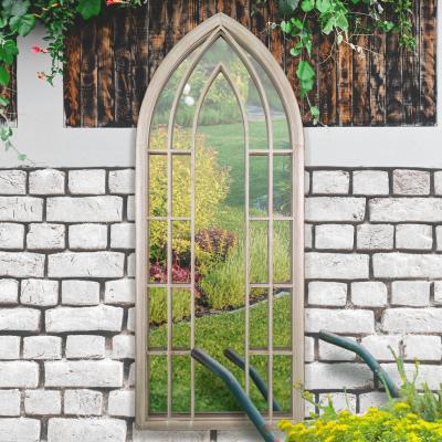 The Range MirrorOutlet Gothic Arch Large Outdoor Garden Wall Mirror 190 x 75cm - Stone