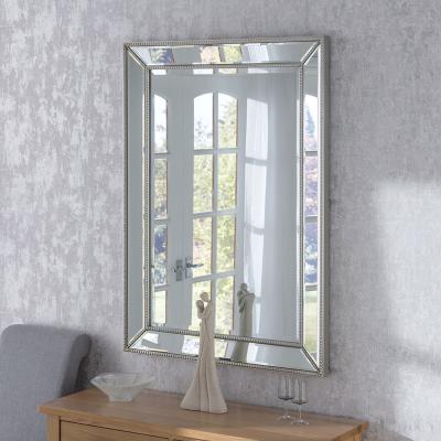 The Range Beaded silver rectangular mirror 69x94cm - Silver