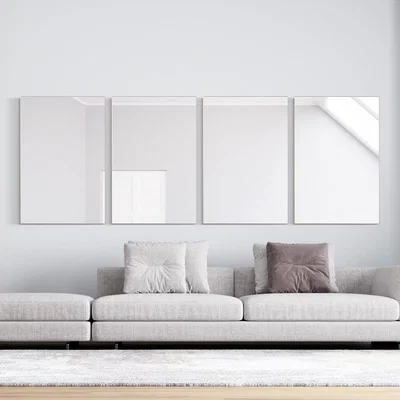 The Range 4 x Matt Silver Aluminium Framed Modern Wall Mirror - Silver