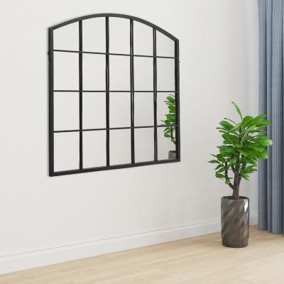 The Range Window Style Glass Wall Mirror Arched Top WIth Metal Frame Home Decor - Black