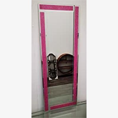 The Range 40X110Cm Pink Glitter Wall Mirror Full Length Border Frameless - Silver