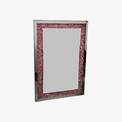 The Range Pink Crushed Crystal Diamante Jewel Wall Mirror - Silver