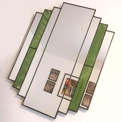 The Range The Supreme Art Deco Wall Mirror in Green - Black / 10kg