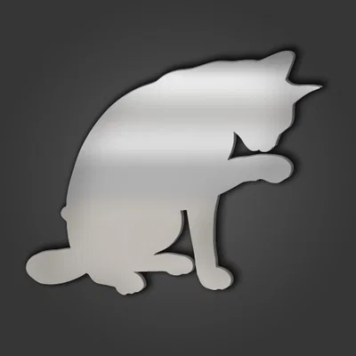 The Range Abyssinian Cat Style 7 Silver Acrylic Mirror - Silver / 45.1cm