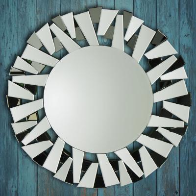 The Range MirrorOutlet All Glass Modern Segmented Round Mirror 98 x 98cm - Silver