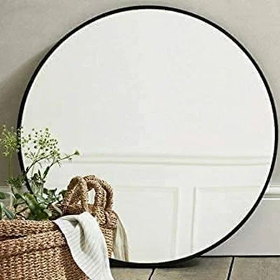 The Range Round Black Wall Mounted Mirror Aluminium - Black