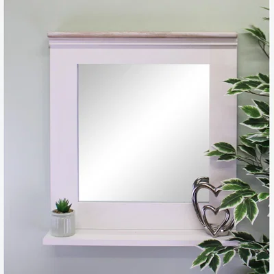 The Range Whitewashed Wall Mirror With Vanity Shelf - White