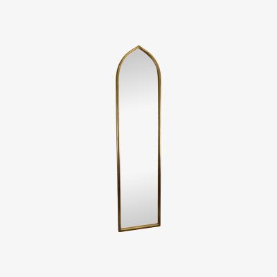 The Range Gold Metal Arched Tall Mirror, 127x30cm - Yellow