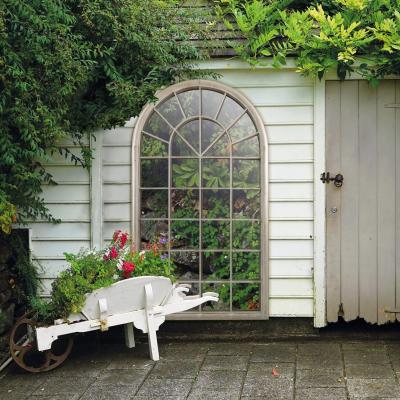 The Range MirrorOutlet Country Arch Large Outdoor Garden Wall Mirror 160 x 91cm - Stone