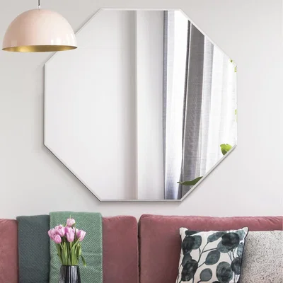 The Range Frameless All Glass Bevelled Octagonal Wall Mirror - Black