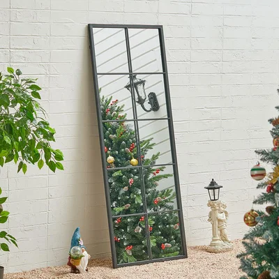The Range Contemporary Black Window Full Length Leaner Wall Mirror - Black