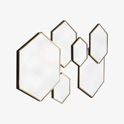 The Range Gold Framed Multi Mirror Hexagonal - Yellow