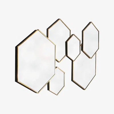 The Range Gold Framed Multi Mirror Hexagonal - Yellow
