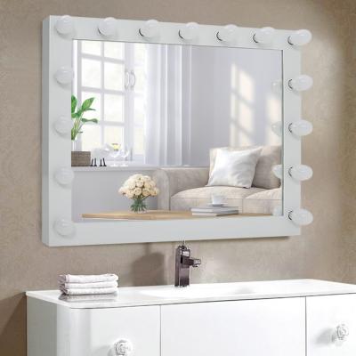The Range Large Vanity Tabletop Makeup Mirror with Dimmable Light - White
