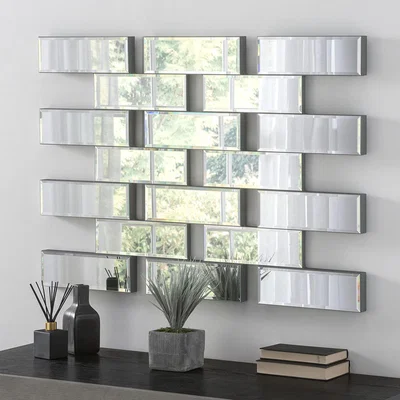 The Range Multi Segment Brick Effect Venetian Mirror - Black