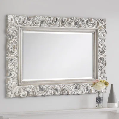 The Range Baroque Distressed Wall Mirror - Antique White