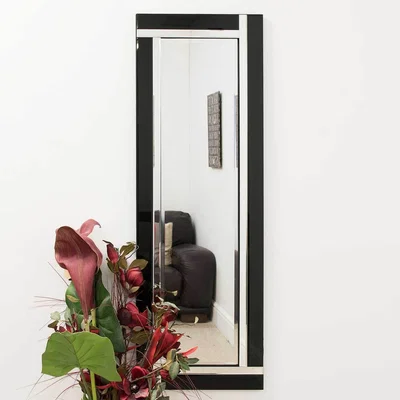 The Range MirrorOutlet Aston Black All Glass Wall Mirror  - Black