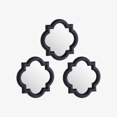The Range Set of Three Quarterfoil Mirrors Contemporary Decor - Grey