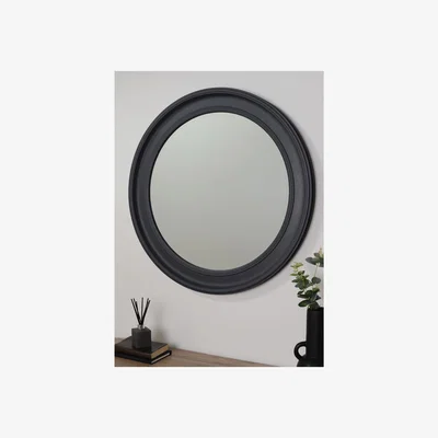The Range Dark Grey Bevelled Round Mirror