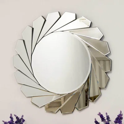 The Range All Glass Stylised Aperture Round Wall Mirror - Silver