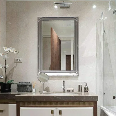 The Range Baroque Style Wooden Frame Ornate Wall Mounted Mirror Silver - Silver