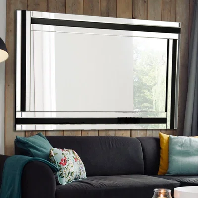 The Range Black and Silver Bevelled Triple Edge Wall Mirror - Black