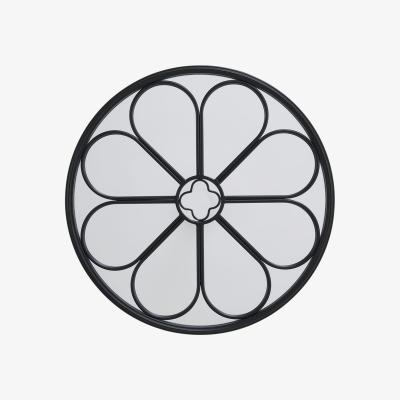 The Range Window Style Glass Wall Mirror Round Petal Shaped With Metal Frame - Black / 6.5kg