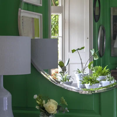 The Rug Seller Avalone Round Wall Mirror by William Yeoward in Nickel