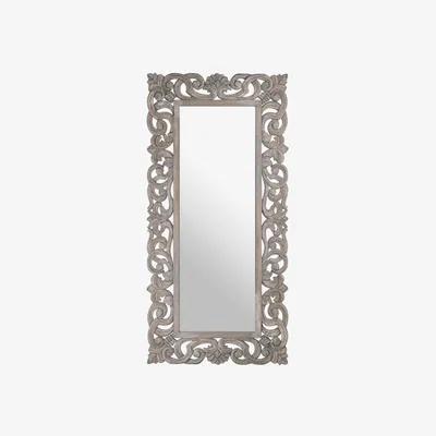 Teddy Beau Hill Colonial Grey Painted Hand Carved Hard Wood Mirror