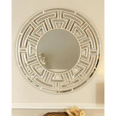 Teddy Beau Deco Home Champagne Amber Round Wall Mirror