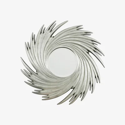 Teddy Beau Teddy's Collection Sunburst Swirl Silver Wall Mirror