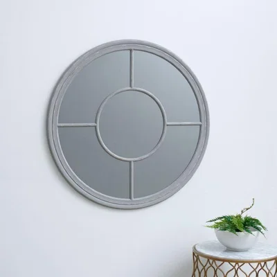 Woods Furniture Fleur Round Window Mirror Grey