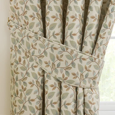 Dunelm Dianna Duck Egg Tiebacks Green and Brown