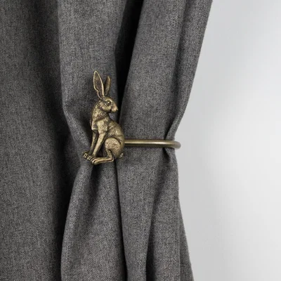 Dunelm Pair of Hare Curtain Holdbacks Antique Brass