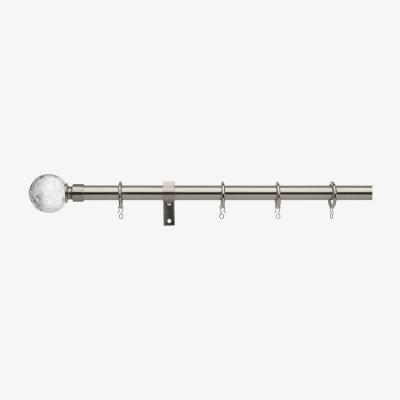Dunelm Universal Crackled Glass 19mm Extendable Curtain Pole Satin Steel (Silver)
