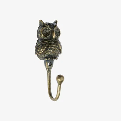 Dunelm Antique Brass Owl Hooks Antique Brass