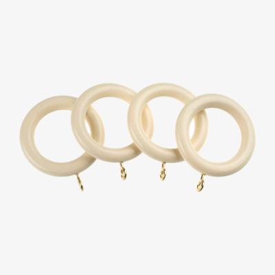Dunelm Universal Pack of 4 35mm Wooden Curtain Rings Cream