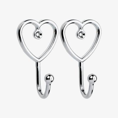 Dunelm Pack of 2 Chrome Heart Curtain Hooks Silver