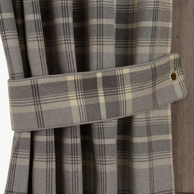 Dunelm Highland Check Dove Grey Tiebacks Grey
