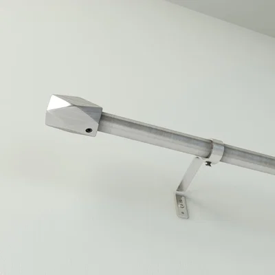 Dunelm Geo 16-19mm Metal Extendable Eyelet Curtain Pole Satin Steel (Silver)