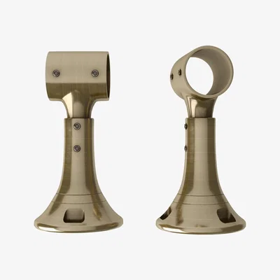 Dunelm Ashton Pack of 2 Metal Bay Pole Brackets Antique Brass