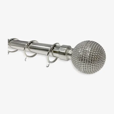 Dunelm Studded Steel Extendable Curtain Pole Dia. 28mm Silver