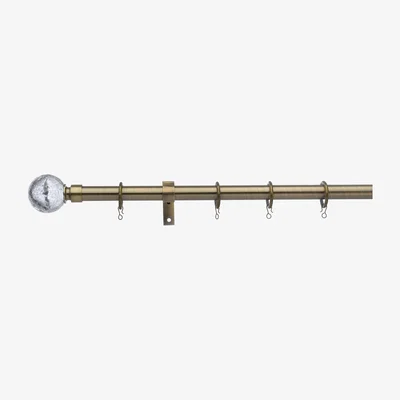 Dunelm Universal Crackled Glass 19mm Extendable Curtain Pole Antique Brass