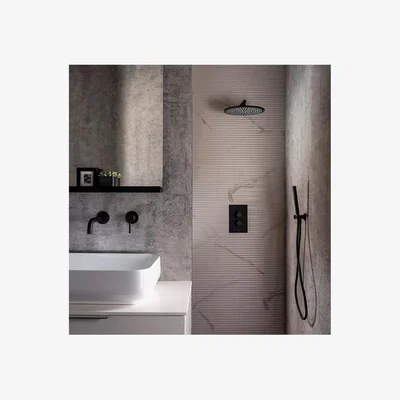 John Lewis Abode Harmonie Combined Outlet, Circular Hand Shower & Wall-Mounted Bracket, Matt Black